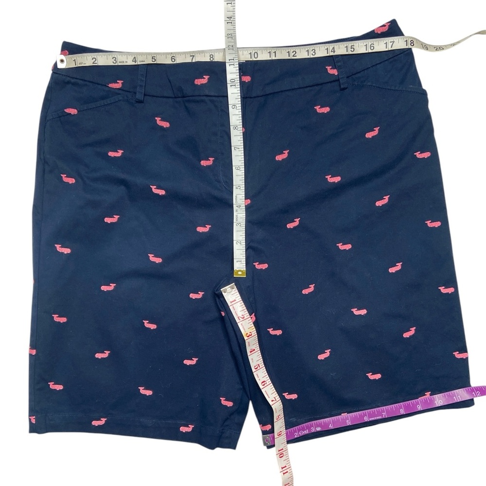 Charter Club Navy Chino Short With Pink Embroidered Whales Size 16 - Picture 5 of 5